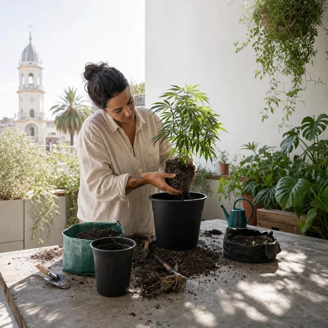 Trasplante escalonado en macetas: cómo subir de tamaño sin frenar las plantas
