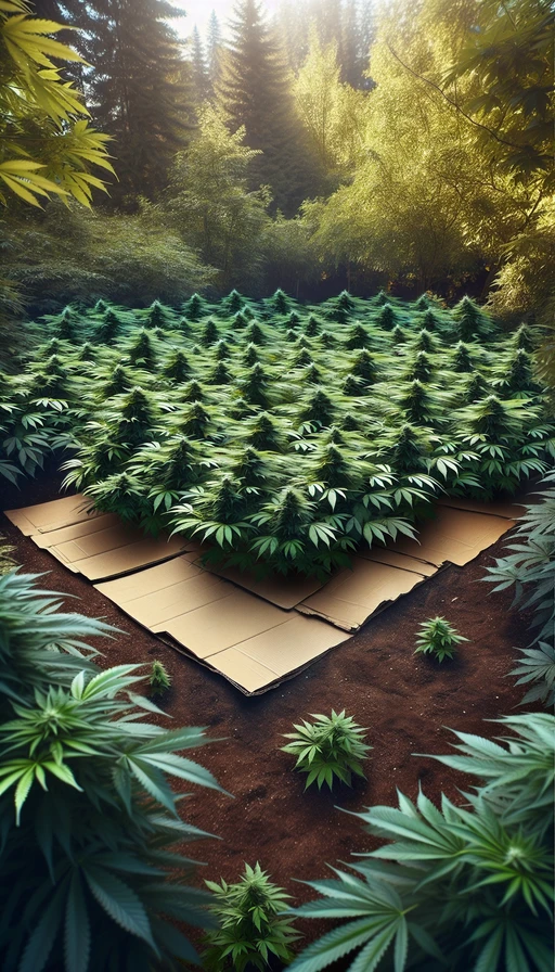 Acolcha con cartón.  Coloca cartón sobre el suelo para suprimir malezas y conservar humedad. Al descomponerse, enriquece el suelo con materia orgánica.  ¡Un uso inteligente para un cultivo más limpio!  #urugrow #growshop #plantamoscontigo