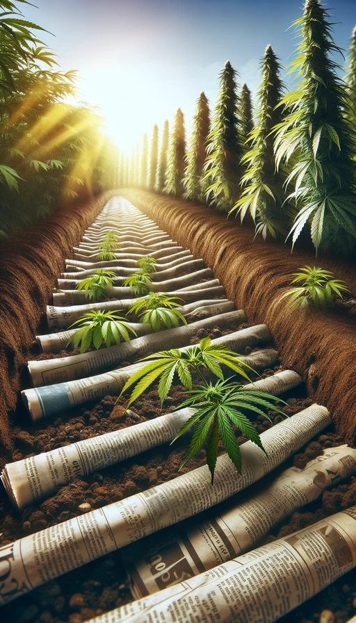 Utiliza papel periódico para el acolchado.  Coloca capas de papel periódico sobre el suelo para suprimir malezas y mantener la humedad. Con el tiempo, se descompone y enriquece el suelo.  ¡Reciclaje práctico y efectivo!  #urugrow #growshop #plantamoscontigo