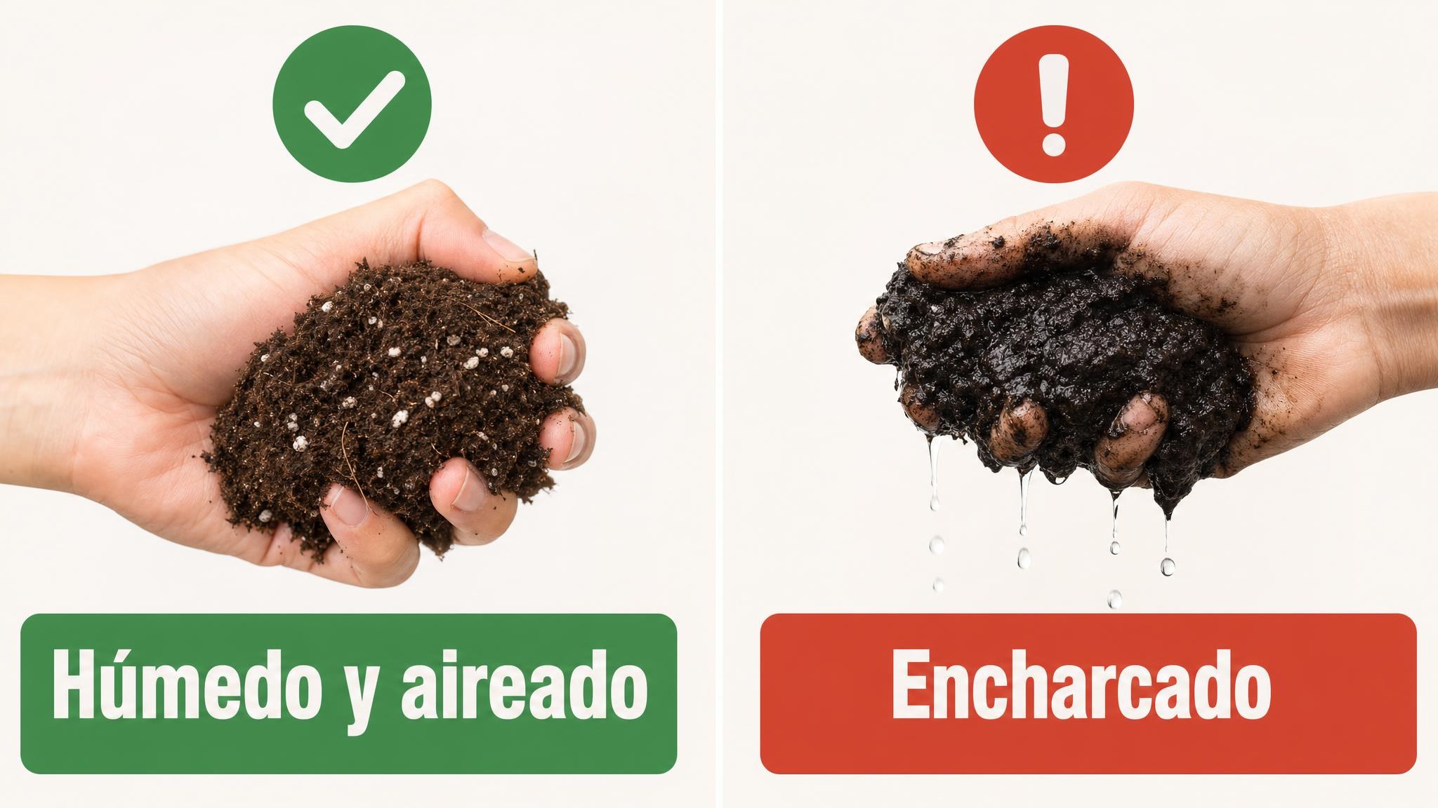 Comparación entre un medio de enraizado húmedo y aireado frente a uno encharcado y compacto.